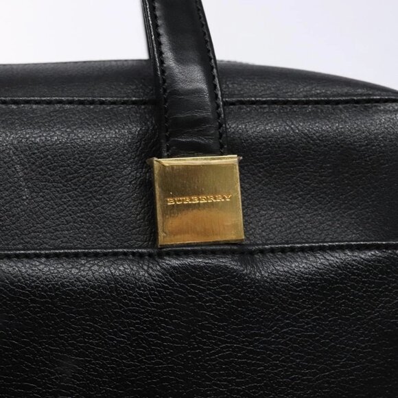 BURBERRY Hand Bag Leather Black Gold Auth - Picture 9 of 16